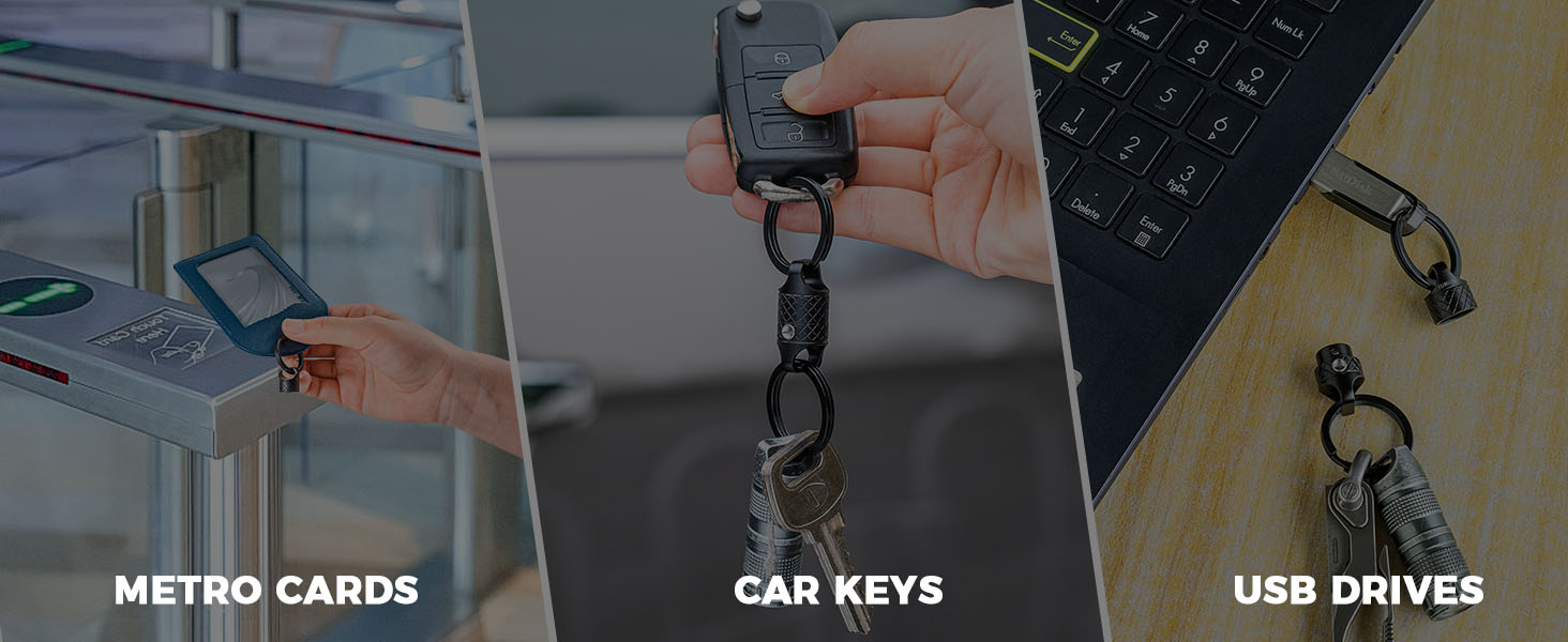 quick connect key ring versatile for Subway Cards, Car Keys & USB Drives