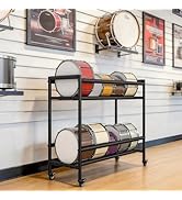 yeshine Two-Tier Snare Drum Holder, Heavy Duty Metal Snares Stand, Rolling Snare Drum Display Rac...