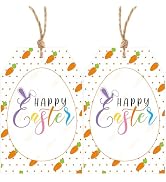 Easter Gift Tags with String, Happy Easter Tags 50 Pcs Easter Carrot Name Gift Tags Easter Design...