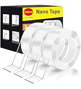 VUBOJO 3 Rolls Double Sided Tape Heavy Duty - 360" x 1.18" -Removable Nano Double Sided Adhesive ...