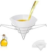 GUMLCOOD 10" Deep Fryer Oil Filter Stand with 25 Paper Filters, Cooking Oil Filter Strainer, Mapl...