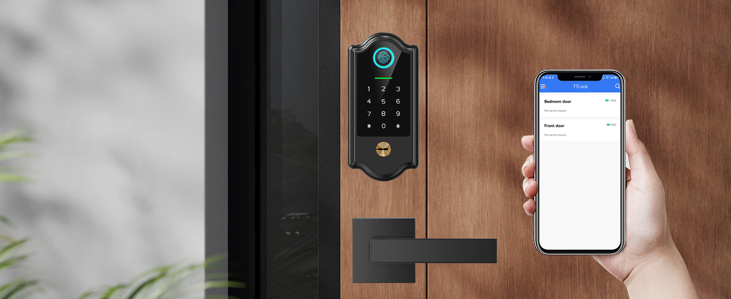 keyless entry door lock with handle