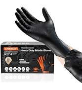 ANBOSON 10 Mil Nitrile Disposable Gloves Heavy Duty Mechanic Gloves Raised Diamond Texture Thick ...