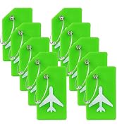 10 Pack Silicone Luggage Tag for Suitcases with Stainless Loop, TSA Approved, Privacy Protection ...