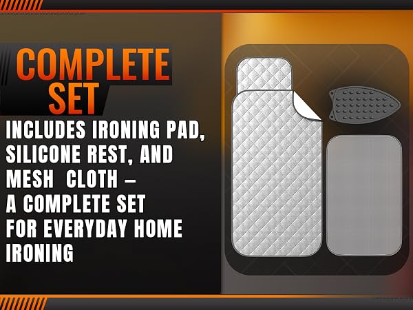 ironing board mat complete set including ironing pad silicone iron rest and mesh cloth