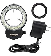 AmScope 144 LED Intensity-Adjustable Ring Light: Stereo Microscope Accessory with Black Housing