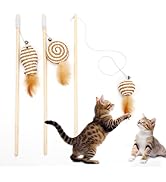 Goosheep 15.8inch 3Pack Interactive Cat Wand Toy for Indoor Cats Teases for Bored Indoor Adult Ca...