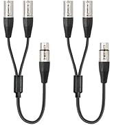 Lrbners XLR Female to Dual Male Cable 2FT - Metal Shell Splitter, Zinc Alloy Locking Connectors, ...