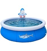 DIMAR GARDEN 10ft x 30in Inflatable Swimming Spray Pool, Outdoor Round Air Top Ring Shark Pools