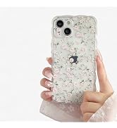FABSPARK Case for iPhone 15 Pro Max,Transparent Clear Cute Flower Floral Pattern Wave Design Curl...