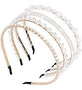 ACO-UINT Pearl Headbands 4 Pack - White Faux Pearl Bridal Hair Hoops, Cute Party and Wedding Hair...