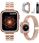 QUNDAXI Compatible with Apple Watch Band 38/40/41mm 42/44/45mm, Metal Stainless Steel Bands Women...