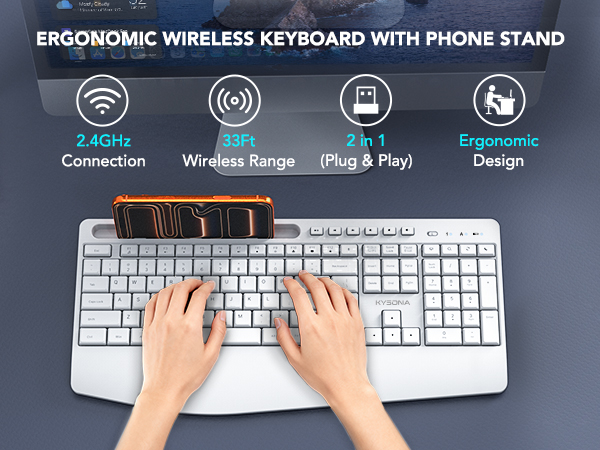 wireless keyboard with phone stand