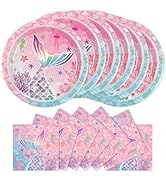 BOKFJBP 40pcs Mermaid Party Supplies Mermaid Themed Party Decorations for Princess Girls Baby Sho...