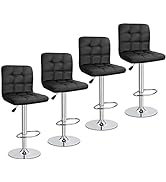 SUPER DEAL Set of 4 Bar Stools for Kitchen, Modern PU Leather Swivel Adjustable Counter Height Sw...