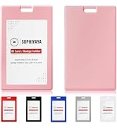 SOPHIYAYA 2 Pack Sliding ID Badge Holder - Vertical Hard Plastic Sleeve Secures Work ID Key Card ...