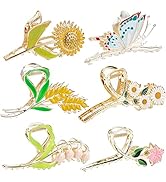 6 Pcs Flower Claw Clip Metal Hair Clips for Women&Girls Large Tulip Hair Claw Clips Nonslip 6 Sty...