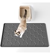 Bulkniu Silicone Cat Litter Mat with Raised Edges, Waterproof/Urineproof, Litter-Collecting Inter...