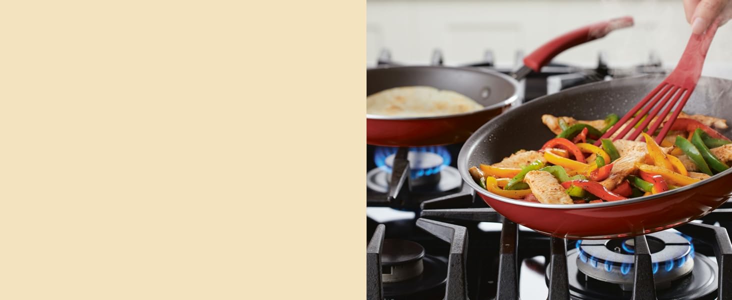 Rachael Ray skillet, red skillet, fry pan, frying pan, nonstick skillet, skillet set,10 inch skillet