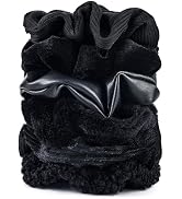 Scrunchies for Women Girls 6Pcs Black Velvet Scrunchies for Thick Hair Ultra Textured Soft Scrunc...