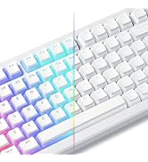 Pudding Keycaps, White PBT Keycaps 60 65 75 100 Percent, 130 Keys Shine Through Key Cap OEM Profi...