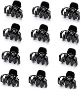 Cobahom 12 Pack Small Hair Claw Clips 1.2 Inch Plastic Hair Clips for Thin Hair No-Slip Mini Hair...