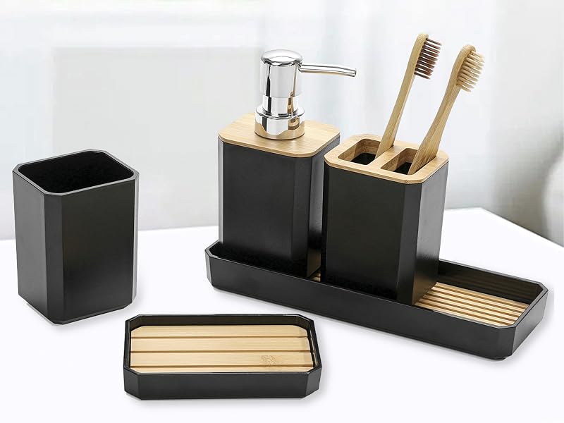 toothbrush holder and soap dispenser set