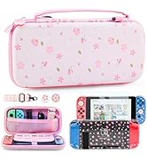 RHOTALL Sakura Pink Carrying Case Set for Nintendo Switch, Cute Cherry Blossom Storage Bag for Sw...