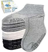 Simply Kids Baby Mid-Crew Socks with Grips (9 Pairs) for 6 Months - 7 Years Old Toddler Boy