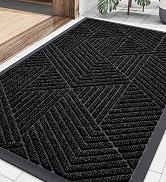 Smiry Front Door Mat Outside Entrance, Heavy Duty Sturdy Natural Rubber Doormat, Trap Dirt and Mo...