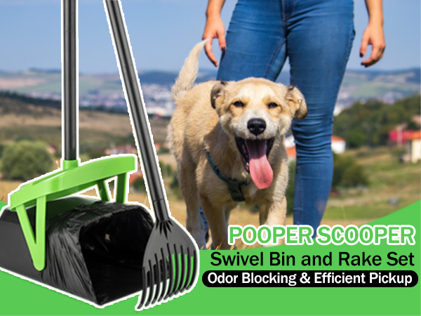 FUSBUNTY Dog Pooper Scooper Swivel Bin with 100 Waste Bags