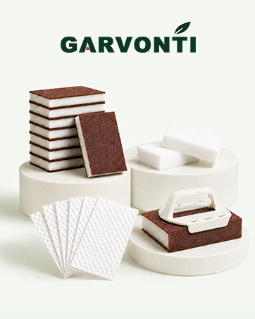 Garvonti collection: carborundum sponges, melamine sponges, and textured sheets.