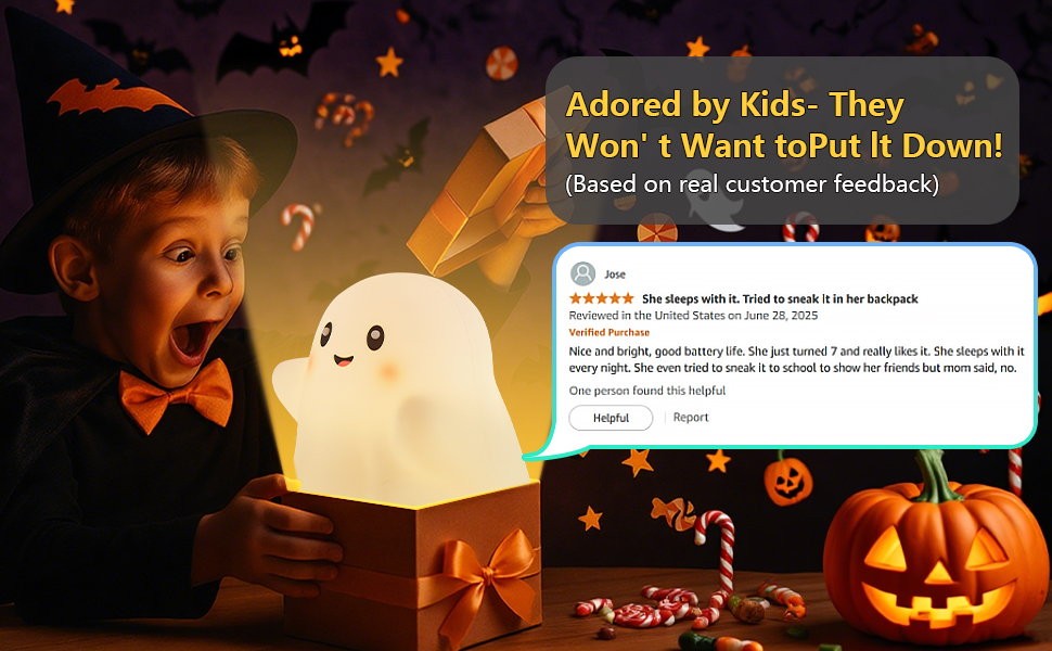 halloween ghost night light for kids, cute ghost decor, halloween gift for children