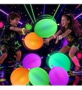 Mega-L Glow In The Dark Party Supplies, 24 PCS Neon Reusable Punch Balloons | Heavy Duty with Rub...