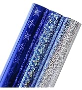 LeZakaa Holographic Foil Wrapping Paper - Mini Roll - Navy/Blue/Silvert for Birthday, Wedding Sho...