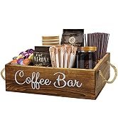 Coffee Station Organizer - 3 Removable Dividers, Wooden Coffee Bar Accessories Storage Container ...