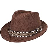 Kids Fedora Hat Classic Trilby Panama Sun Hat Short Brim Jazz Style Cap Summer Sun Beach Cap for ...