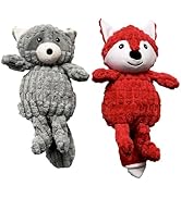 PetLike 2PK Squeaky Plush Dog Toys, Durable Chew Toys with BB Squeaker, Composite Stuffed Teethin...