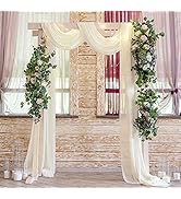Ivory Backdrop Wedding Arch Fabric Drapes 2 Panels 6 Yards Chiffon Arch Drape Sheer Fabric Weddin...