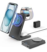 3 in 1 Wireless Charging Station, Foldable Magnetic Wireless Charger Stand for Multiple Devices, ...