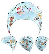 Ewanda store Colorful Pleated Nylon Cloth Swim Cap Large Swimming Cap Hot Spring Bathing Caps for...