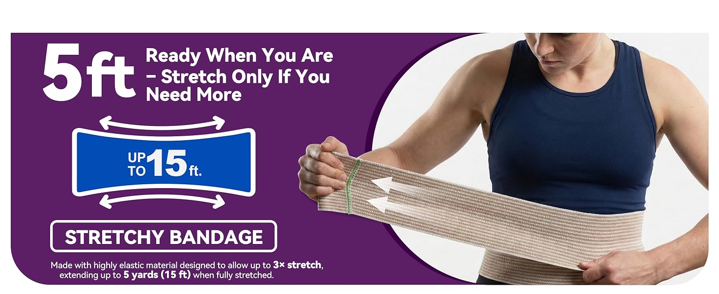 Stretchable elastic bandage wrap with flexible compression for injury support and recovery
