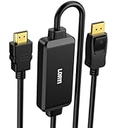 Loryi HDMI to DisplayPort Cable, 6.6ft HDMI to DP (Male to Male), Unidirectional HDMI in to DP Ou...