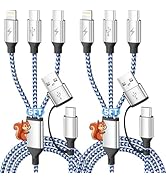 Jogrytece 6 in 1 Multiple Charging Cable, 2Pack 5Ft Multi Chargers Cord for All Devices Braided U...