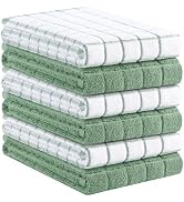 Kitinjoy Premium Kitchen Towels (16"x 28", 6 Pack), Large 100% Cotton Terry 390 GSM Kitchen Hand ...