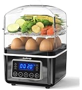 2 Tiers Electric Food Steamer for Cooking, 4 QT Digital Multi Vegetable Steamer with BPA-Free Sta...