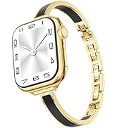 Mosonio Slim Bracelet Bands for Apple Watch Women, Elegant Thin Metal Band with Embedded Silicone...