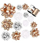 WRAPAHOLIC 16 Pcs Gift Bows Assortment - 14 Multi Colored Assorted Size Gift Bows (Rose Gold, Sil...
