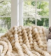 BEDELITE Faux Fur Throw Blanket for Couch, Decorative Tie-Dye Khaki Plush Bubble Blanket - Super ...