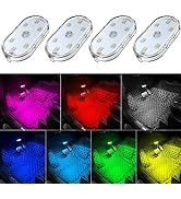 4 PCS Car Led Lights Interior,7 Colors Ambient Lighting Car Interior,USB Rechargeable Car Interio...